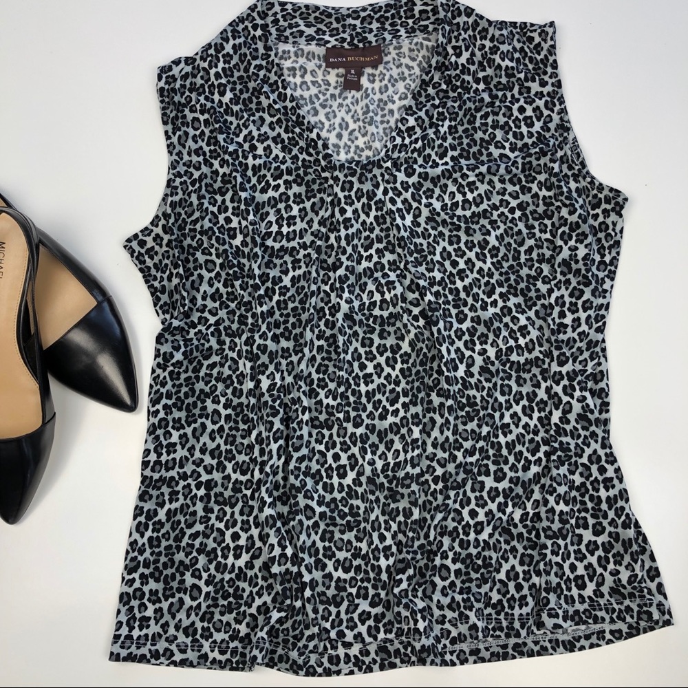 Dana Buchman Animal Print Sleeveless Top Sz XL